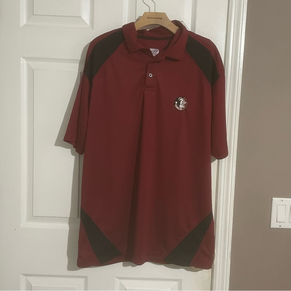 FSU FLORIDA STATE UNIVERSITY Polo Mens Large Embroidered Golf Short Sleeve Red
